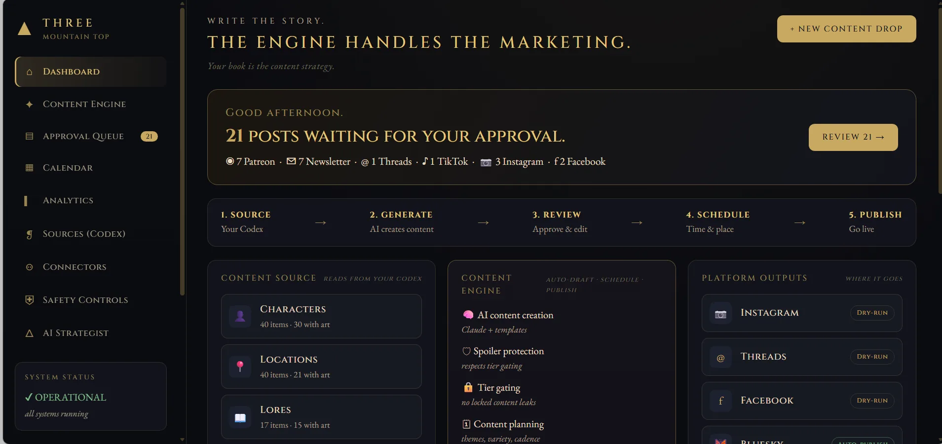 Content Studio drafting and review interface