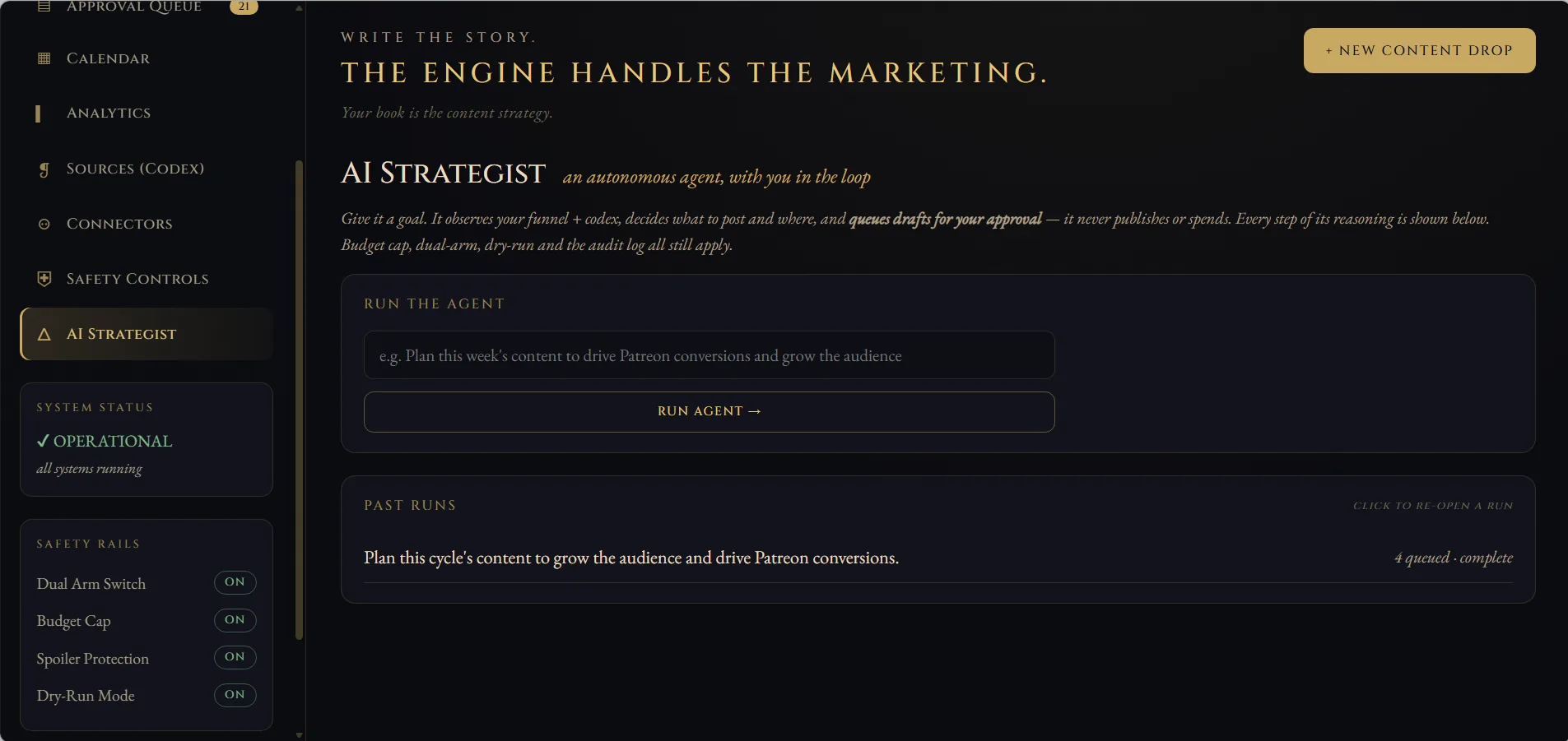 Content Studio editing and publishing interface